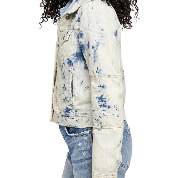 Free People Cream and Blue Denim Jacket - Picture 3 of 5